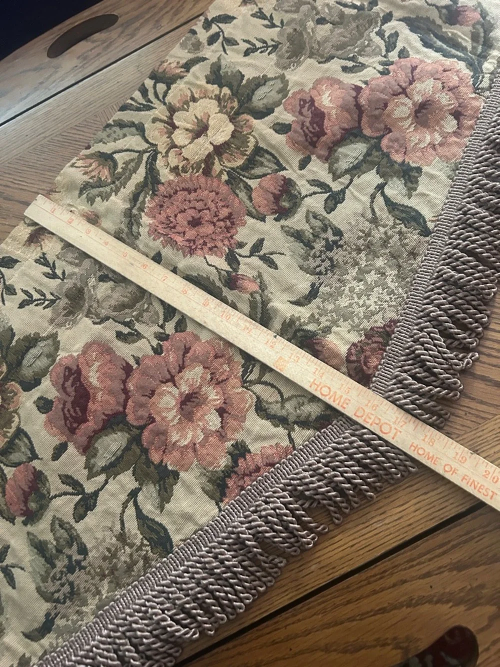 Three Vintage Floral Tapestry Valences w Fringe